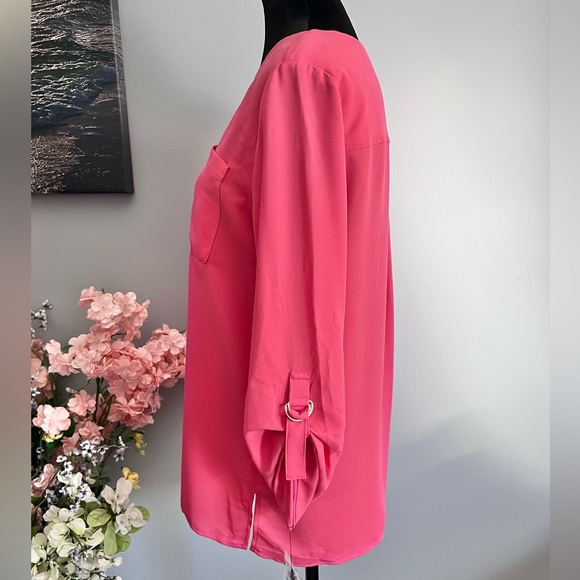 Jones New York Women's Jasper Roll-Cuff Blouse Guava Pink Size XS - Picture 5 of 12